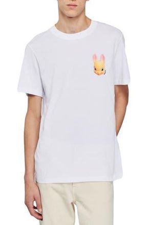 Sandro Rabbit Cotton Graphic Logo Tee in White at Nordstrom Rack, Size X-Large