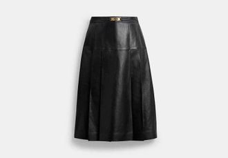 Coach Maxi Leather Pleated Skirt