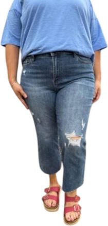 Judy Blue Womens High Waist Embroidered Pocket Cropped Jeans In Multi