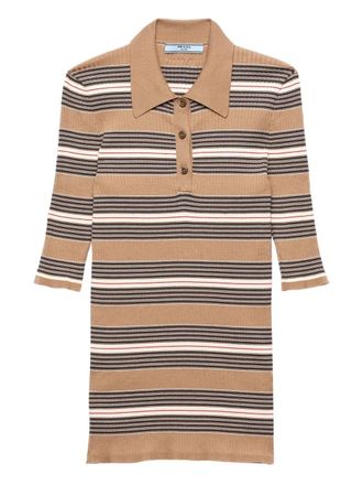Prada Katoenen geribbeld poloshirt - Beige