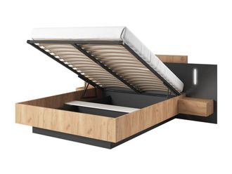 VENTE-UNIQUE.COM Cama con canap&eacute; abatible melamina gris antracita, color natural claro