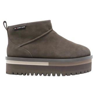 Tommy Jeans Schoenen, Dames, Grijs, 39 EU, Polyester, TJW Suede Flatform Boot WL
