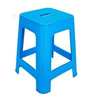 Trade Shop Trade Shop - Sgabello In Plastica Rattan Azzurro H 45,5 Cm Sedia Complemento DArredo Casa