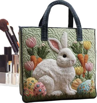 Generic Cute Canvas Handbag, Lightweight & Easy To Carry, 1piece, Bunny Tote Bag, Rabbit Canvas Tote, Versatile & Kid-Friendly, For Women Girls Kids Children 