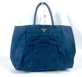 Prada Blue Nylon Handbag Tote Bag (Pre-Owned)