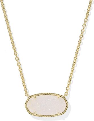 Kendra Scott Elisa Statement Short Pendant Necklace In Gold Iridescent Drusy