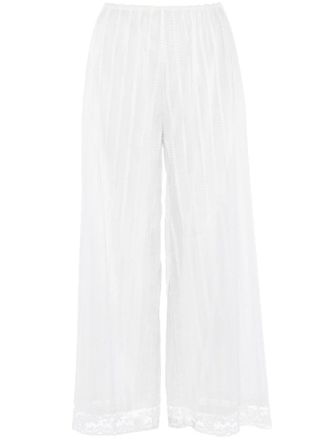 Eres lace-trim cotton trousers - White