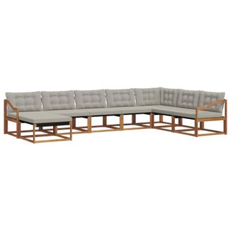 vidaXL Conjunto De Sof&aacute;s De Exterior 8 Pcs Gris Natural Y Claro Vidaxl