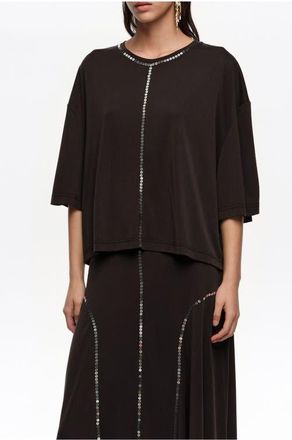 Bimba & Lola Faded Fluid T-Shirt With Sequins in Washed Black at Nordstrom, Size X-Small Eu