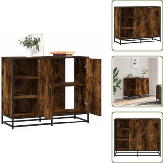 vidaXL Credenza in metallo - vidaXL Credenza Rovere Fumo 92x35x76 cm in Legno Multistrato - Credenza con porte