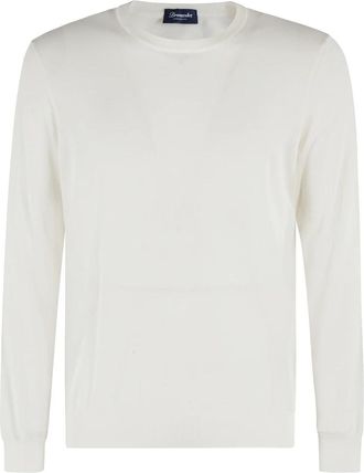 Drumohr Gebreide Trui Melk Wit - Heren - Ronde hals truien - Wit - 3XL - Katoen - Truien & Vesten