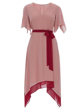 Gina Bacconi Womens Valia Hankerchief Dress With Tie - Pink - Size 16 UK