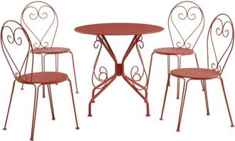 VENTE-UNIQUE.COM Conjunto de mesa y sillas para jard&iacute;n metal terracota