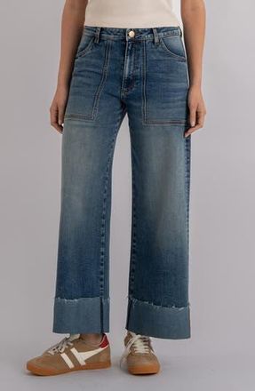 Kut from the Kloth Meg Patch Pocket High Waist Wide Leg Jeans in Witted W/medium at Nordstrom Rack, Size 14