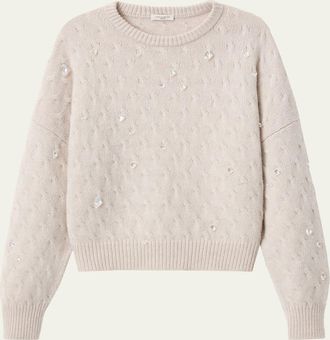 Lafayette 148 New York Cable-Knit Swarovski Crystal Sweater