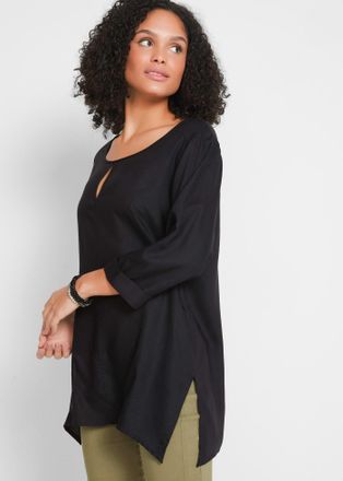 Bonprix Shirtbluse BONPRIX Blusenshirt aus reiner Viskose, Damen, Gr. 42, schwarz, Obermaterial: 100% Viskose, oversize, Blusen Shirtbluse, Oversize-Passform,