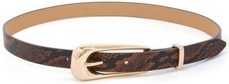 Ettika Snakeskin Print Leather Belt in Brown And Gold at Nordstrom, Size X-Small