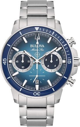 Bulova Marine Star Chronograph Quartz Blue Dial Mens Watch 96B380