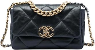 Chanel Pre-owned 19 Flap Bag - Dames - Vintage Schoudertas - Zwart - ONE Size - Leer - Vintage
