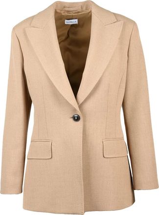 Marella Tailored Beige Fitted Jacket with Classic Button Closure