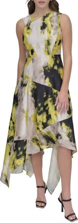 DKNY Printed Paneled Midi Dress