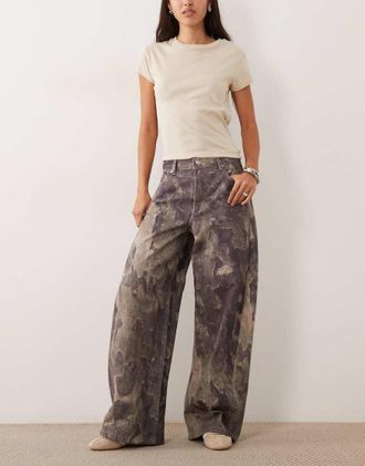 Asos jeans barrel con stampa mimetica-Multicolore