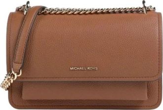 Michael Kors Claire Grote Schoudertas van Korrelig Leer met Verstelbare Riem - Dames - Schoudertassen - Bruin - ONE Size - Leer - Tassen