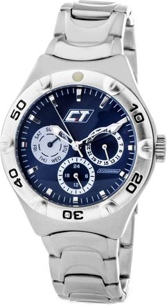 Chronotech Unisex Men Sport Watch Chronograph Date Display - Dark Blue Silver Steel - One Size