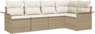vidaXL Garden Sofa Set with Cushion Manual 5 pcs Poly Rattan vidaXL