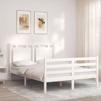 Berkfield Home Beautiful Bed Frame with Headboard White Small Double Solid Wood