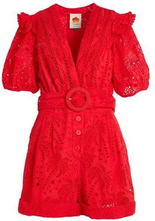 Farm Rio RED EYELETS ROMPER