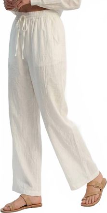 Q2 Wide Leg Sheer Drawstring Pants In Cream