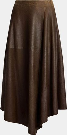 Ralph Lauren Collection Cecilie Distressed Lambskin Skirt