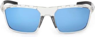 adidas 57mm Navigator Sunglasses in Crystal /Blue Mirror at Nordstrom