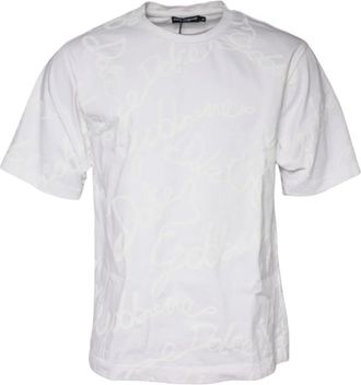 Dolce & Gabbana Witte Katoenen Crew Neck T-shirt - Heren - T-shirts - Wit - S - Katoen - Tops