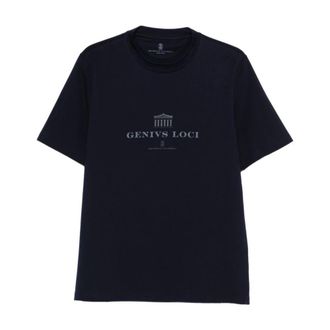 Brunello Cucinelli Brunello Cucinelli, T-Shirts, male, Blue, Size: 2XL Graphic T-Shirt