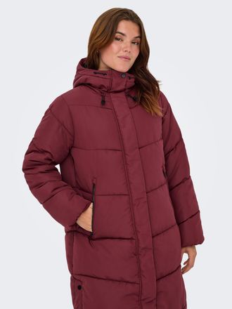 Only Steppmantel ONLY ONLMAGGI LIFE LONG PUFFER CC OTW, Damen, Gr. XS, rot (cabernet), Web, Obermaterial: 100% Polyester, unifarben, regular fit, M&auml;ntel St