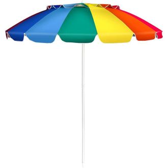 Costway Costway - Sombrilla De Playa Parasol Para Jard&iacute;n Mercado Patio Sombrilla Inclinable Sin Base (multicolor)