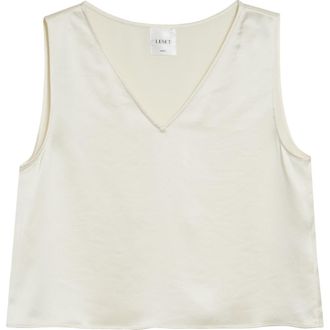Leset Barb Sleeveless Crop Satin Top in Creme at Nordstrom, Size X-Large