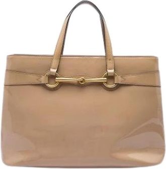 Gucci Pre-owned Bright Bit Satchel - Dames - Vintage Shopper - Beige - ONE Size - Leer - Vintage