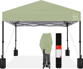 Best Choice Products 12x12ft Easy Setup Pop Up Canopy w/ 1-Button Setup, Wheeled Case, 4 Weight Bags
