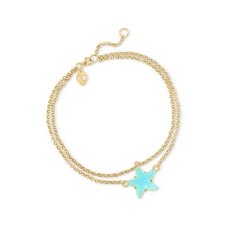 Ross-Simons Italian Light-Blue Glass Starfish Anklet in 18kt Gold Over Sterling