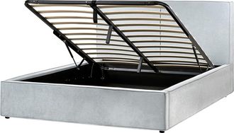 Beliani Cama matrimonial de tejido azul 160x200