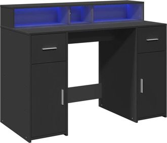 vidaXL Escritorio con luz LED madera ingeniería negro 120x55x91 cm vidaXL