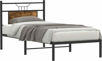 vidaXL Bed Frame without Mattress Smoked Oak 90x200 cm Engineered Wood Vidaxl