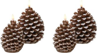 Beliani Conjunto De 4 Decoraciones De Navidad Led Para Interiores Vela Accesorio De Parafina Marr&oacute;n Ivresse