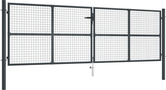 vidaXL Puerta De Jard&iacute;n De Malla Acero Galvanizado 400 X 125 Cm Gris Vidaxl