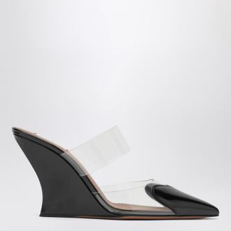 Alaia Black patent leather Le Coeur wedge mules