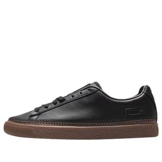 Puma Unisex Basket Stitched Low-Top Sneakers Black/Brown 368387-03
