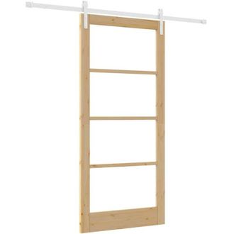vidaXL Vidaxl - Puerta Deslizante Marr&oacute;n 93 X 202 Cm Madera Maciza De Pino
